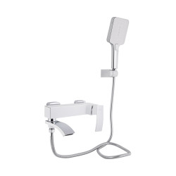 Змішувач для ванни Qtap Swan Cascada з поворотним виливом (з душовим гарнітуром) QTSWA260CRW45569 Chrome/White
