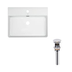 Комплект Qtap Nando LT: Раковина підвісна прамокутна 600х420х130 мм White + Донний клапан PU02O